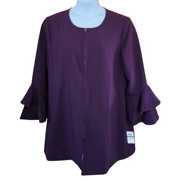 Dark Fig Ruffle Sleeve Jacket - Picture 3 of 8